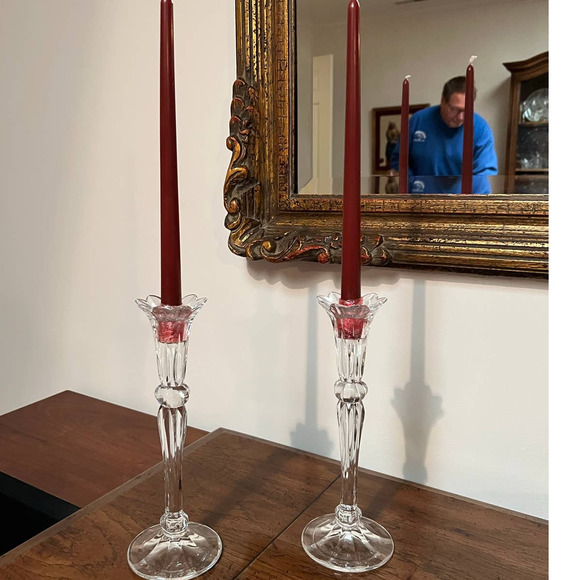 Macryl Pair Crystal Candle Sticks Holders 24% Lead Chrystal made in Poland - Picture 2 of 3